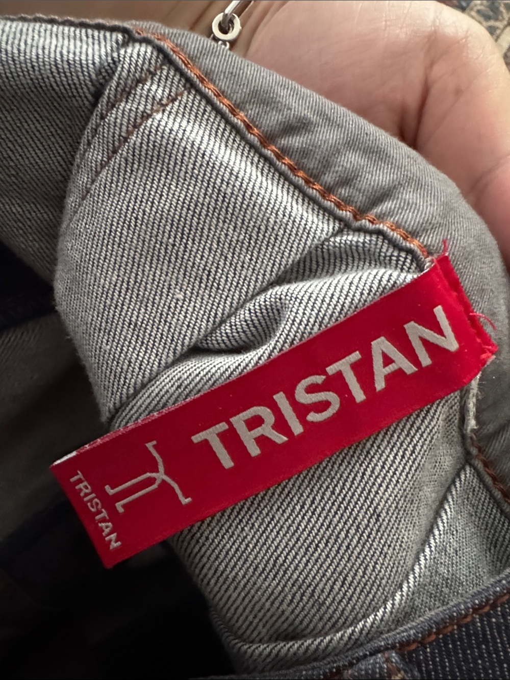Tristan Dark Wash Denim Paneled Skirt With Pleated Back Size XL - Picture 6 of 7